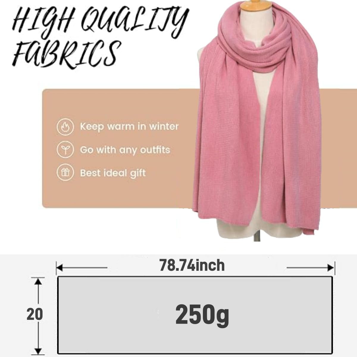 Rib Blanket Scarf for Women,Women'S Scarf Cashmere Feel Shawl,Fall Winter Warm Long Soft Chunky Shawl Wraps for Cold Weather