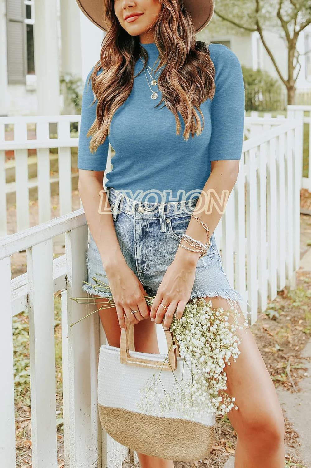 Womens Tops Dressy Casual Mock Turtleneck Business Short Sleeve T Shirts Going Out Tops 2025