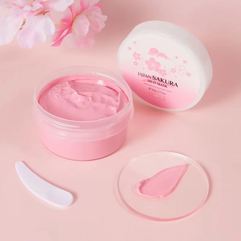 Japan Sakura Clay Mask Deep Cleansing Brightening Skin Mud Korean Face Mask Oil Control Shrink Pores Skin Care 80G