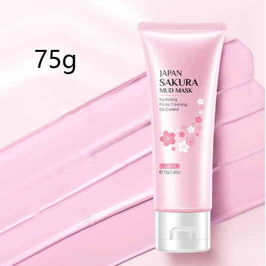 Japan Sakura Clay Mask Deep Cleansing Brightening Skin Mud Korean Face Mask Oil Control Shrink Pores Skin Care 80G