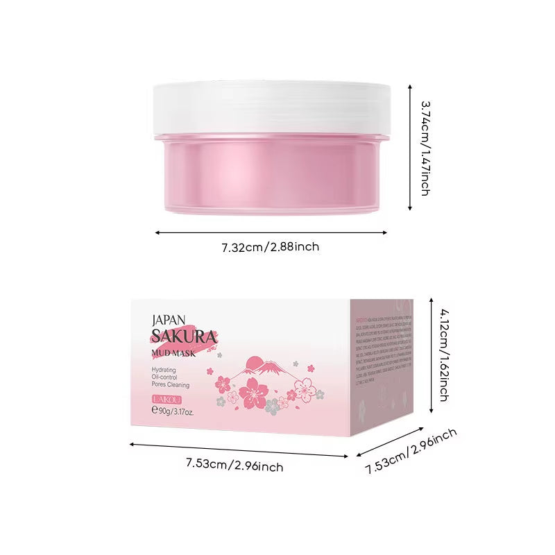 Japan Sakura Clay Mask Deep Cleansing Brightening Skin Mud Korean Face Mask Oil Control Shrink Pores Skin Care 80G