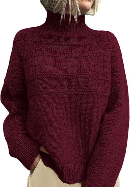 Women'S Turtleneck Sweaters 2025 Fall Chunky Knit Pullover Long Sleeve Jumper Tops Trendy Winter Clothes