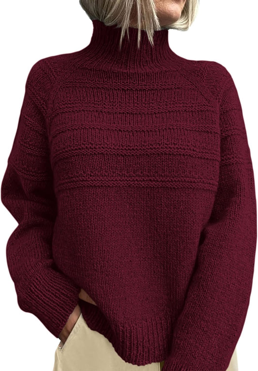 Women'S Turtleneck Sweaters 2025 Fall Chunky Knit Pullover Long Sleeve Jumper Tops Trendy Winter Clothes