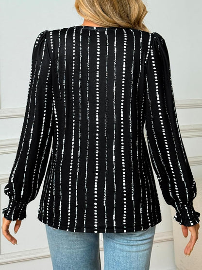 Long Sleeve Shirts Womens Pleated Business Casual Blouses with Smocked Cuffs