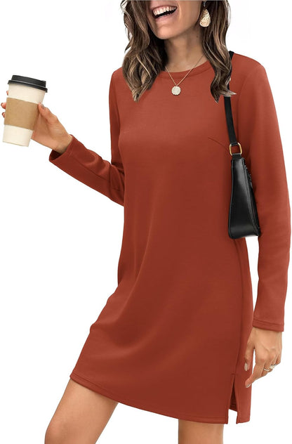 Dresses for Women 2025 Casual Long Sleeve Cozy Tshirt Dress Fashion Fall Outfits