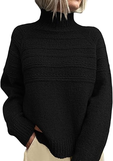 Women'S Turtleneck Sweaters 2025 Fall Chunky Knit Pullover Long Sleeve Jumper Tops Trendy Winter Clothes