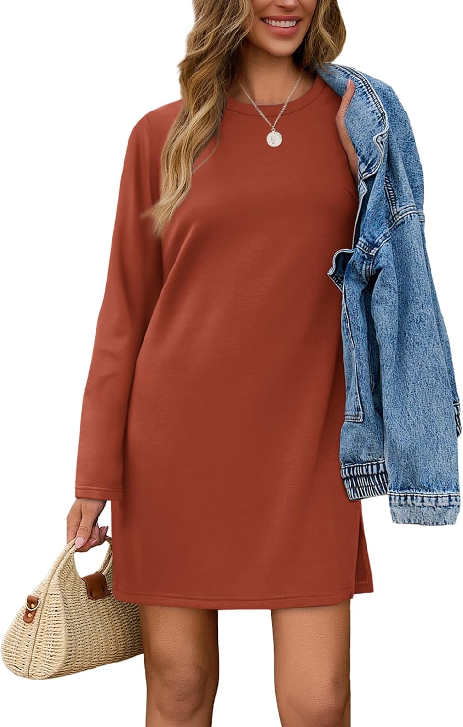 Dresses for Women 2025 Casual Long Sleeve Cozy Tshirt Dress Fashion Fall Outfits