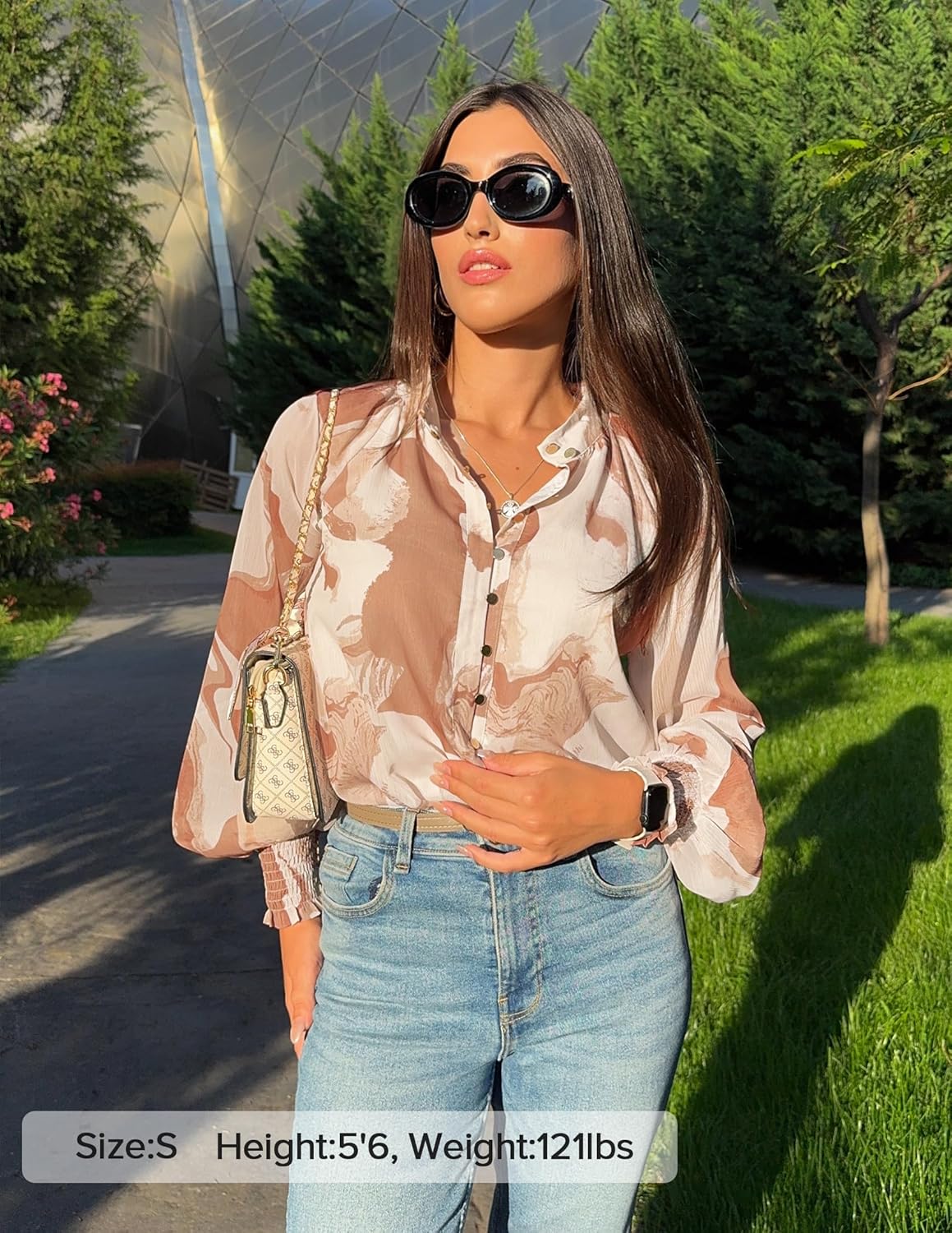 Women'S Floral Print Blouse 2025 Long Sleeve Button down Casual Fall Boho Oversized Tops Shirts