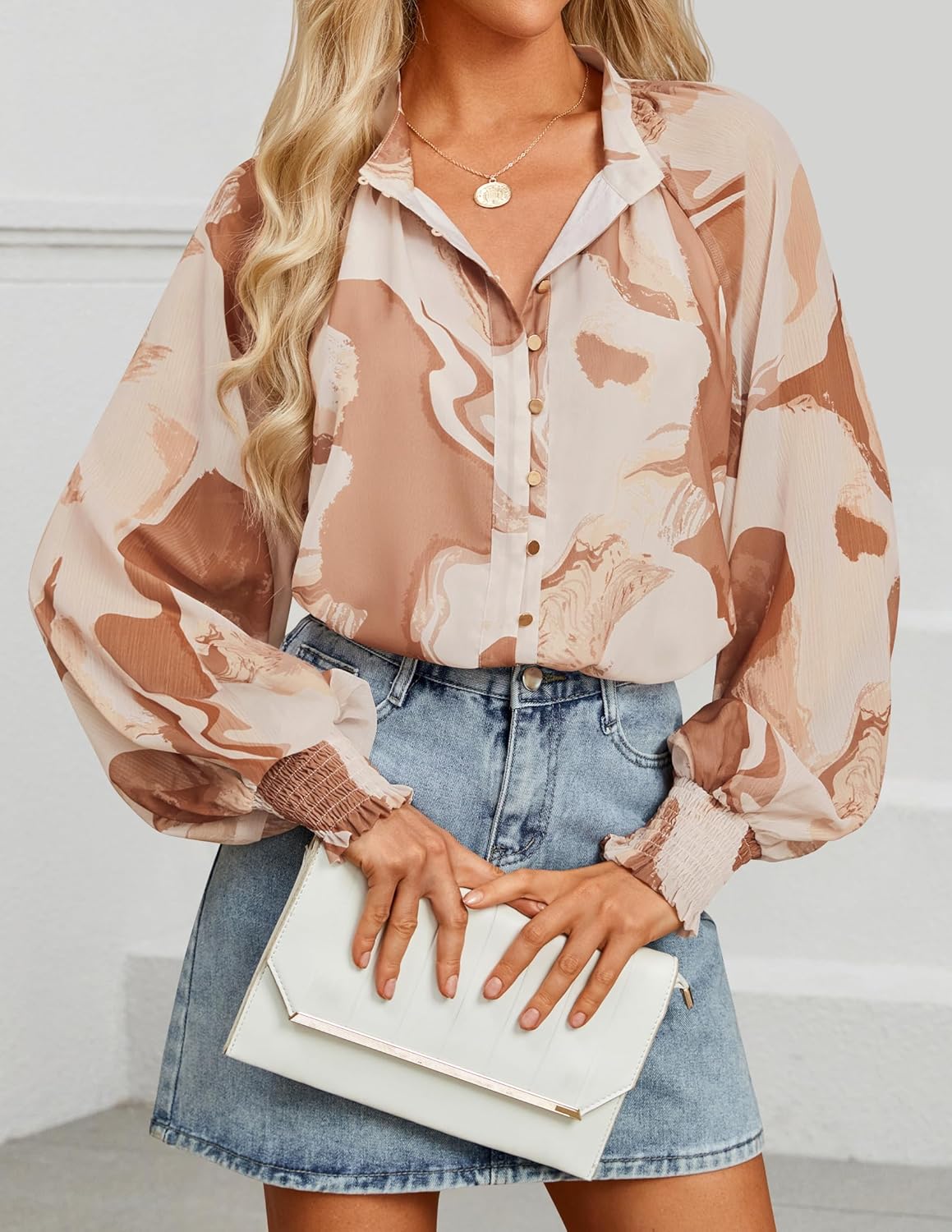 Women'S Floral Print Blouse 2025 Long Sleeve Button down Casual Fall Boho Oversized Tops Shirts
