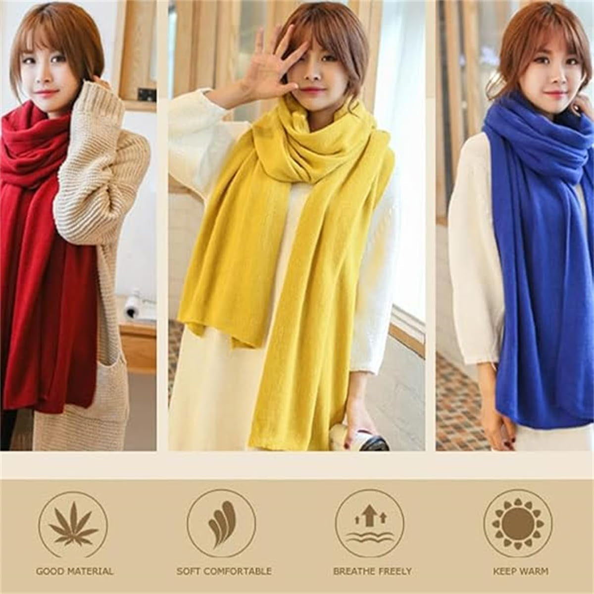 Rib Blanket Scarf for Women,Women'S Scarf Cashmere Feel Shawl,Fall Winter Warm Long Soft Chunky Shawl Wraps for Cold Weather