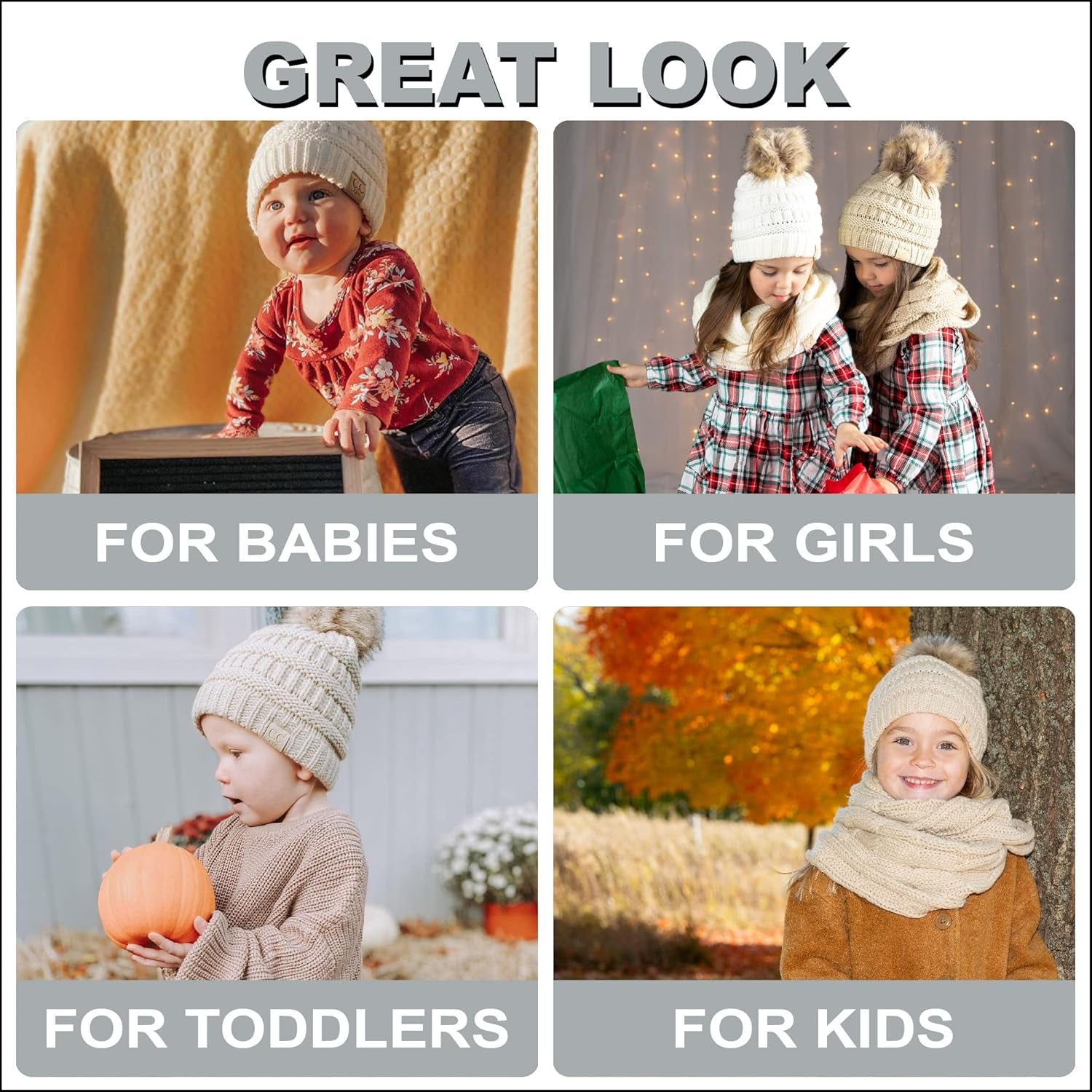 Cozy Toddler Cable Knit Pom Beanie - Warm Winter Hat for Kids