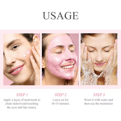 Japan Sakura Clay Mask Deep Cleansing Brightening Skin Mud Korean Face Mask Oil Control Shrink Pores Skin Care 80G