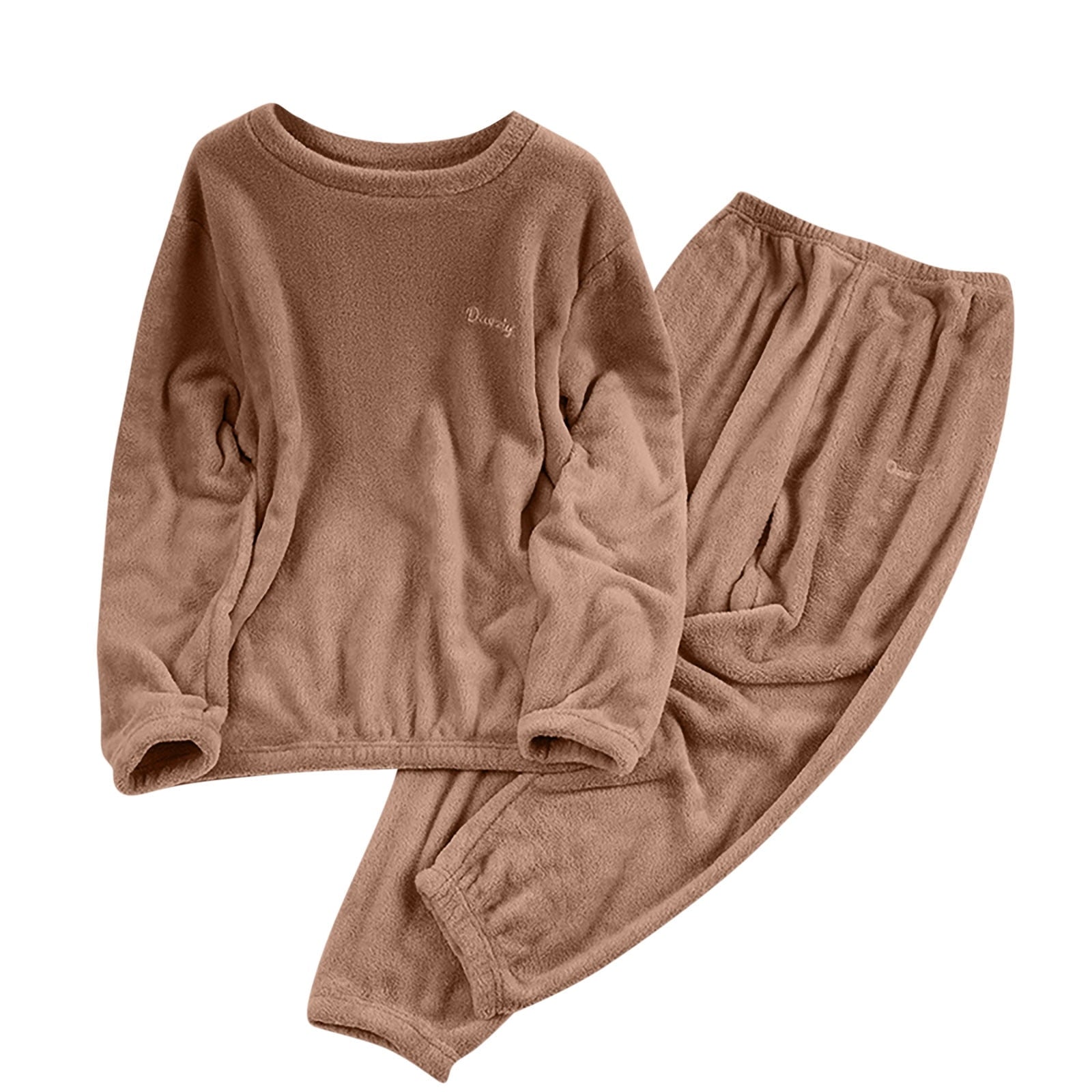 Cozy 2-Piece Women's Fleece Pajama Set - Soft Thermal Top & Cuffed Pants for Ultimate Comfort