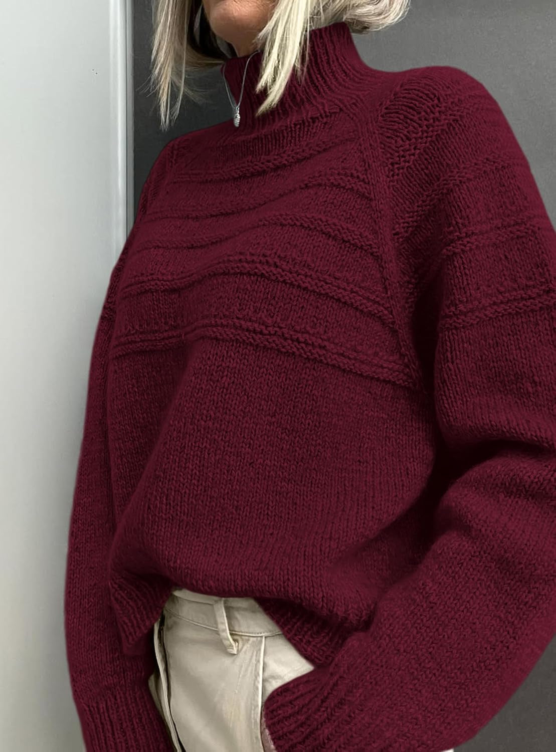 Women'S Turtleneck Sweaters 2025 Fall Chunky Knit Pullover Long Sleeve Jumper Tops Trendy Winter Clothes